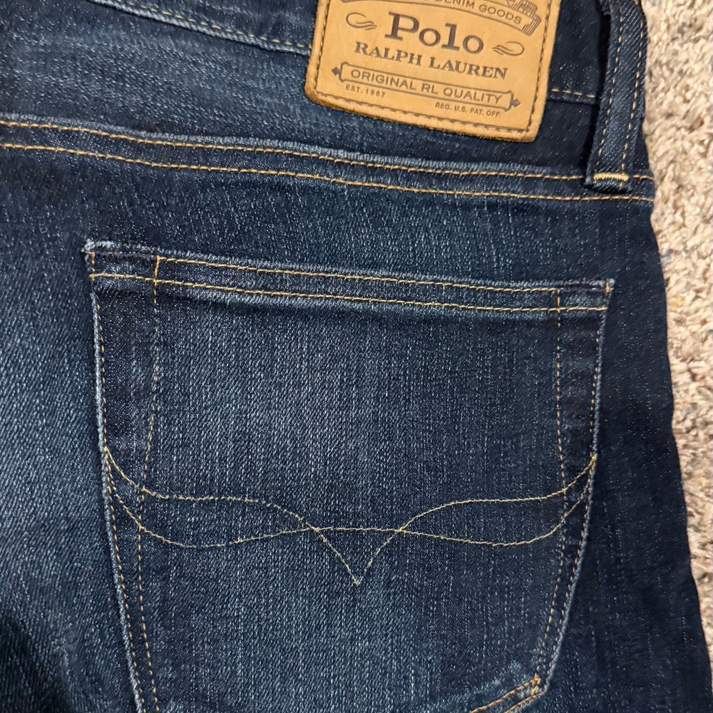 Ralph Lauren Men's Dark Blue Slim Jeans with Signature Pocket Stitch